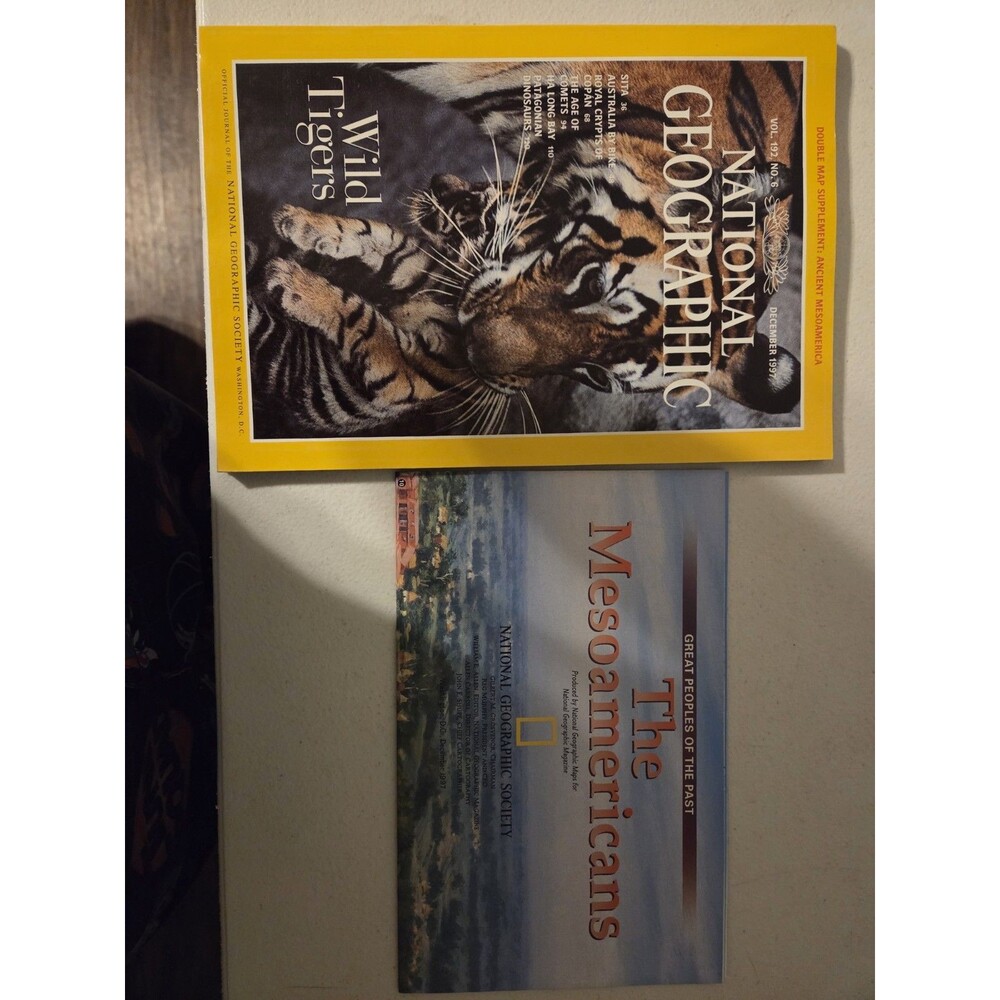 National Geographic Dec 1997 Wild Tigers Ancient Mesoamerica Map Insert Comet